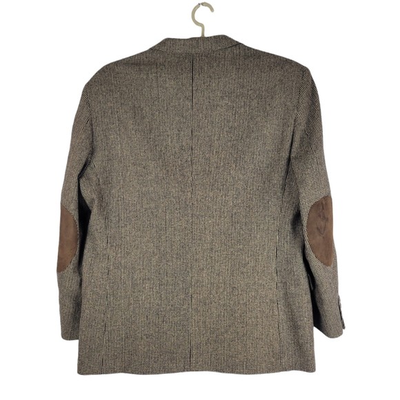 Craig Scott Mens size 44R Brown Tweed Wool Blazer Jacket w/ Elbow Patches Vtg - Picture 2 of 12